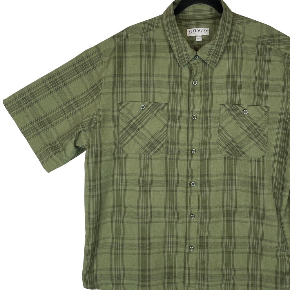 Orvis Classic Collection Men's Plaid Short Sleeve Button Up Shirt XXL EEG Green